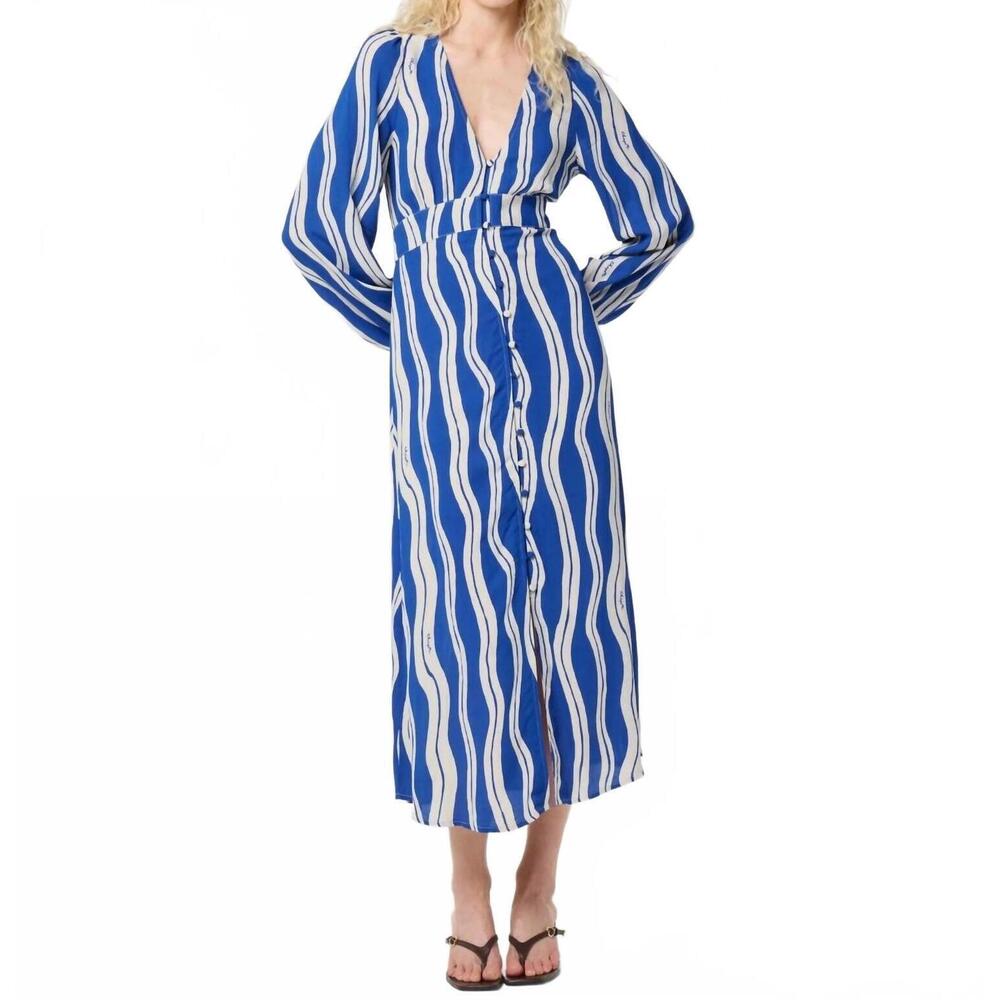 NEW FABIENNE CHAPOT ana midi dress in cosy white/cobalt